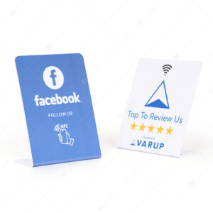 Black NFC Acrylic Tabletop Stand Customizable NFC Website Tap Sign Plaque